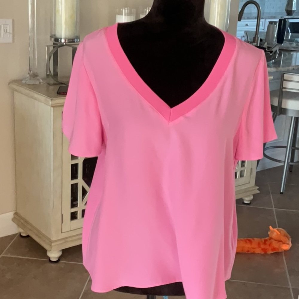 Milly Pink V-Neck Women's Top